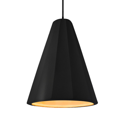 Tall Fluted 1-Light Pendant (254|CER-6607-CBGD-MBLK-BKCD-LED1-700)