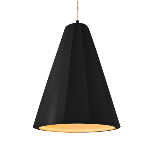 Tall Fluted 1-Light Pendant (254|CER-6607-CBGD-MBLK-BEIG-TWST-LED1-700)