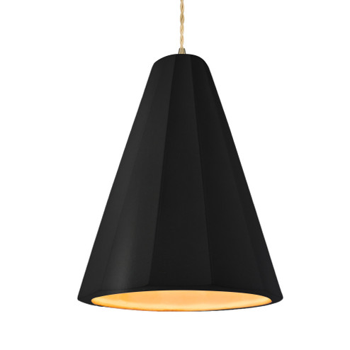 Tall Fluted 1-Light Pendant (254|CER-6607-CBGD-ABRS-BEIG-TWST)
