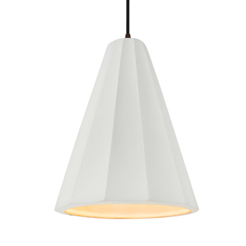 Tall Fluted 1-Light Pendant (254|CER-6607-BIS-DBRZ-BKCD-LED1-700)