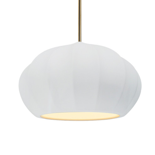 Oval Fluted 1-Light Pendant (254|CER-6605-WTWT-ABRS-RIGID-LED1-700)