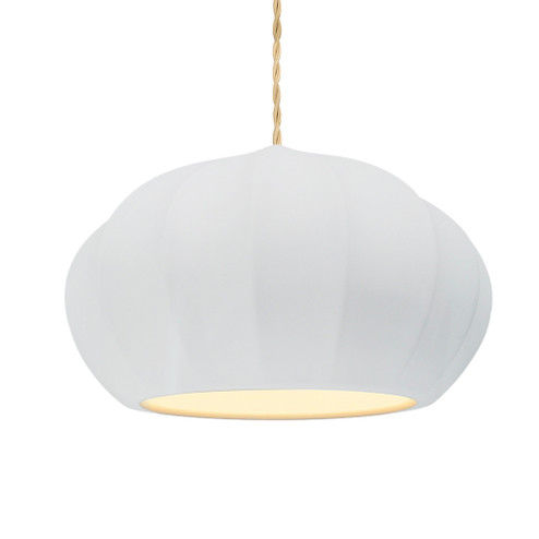 Oval Fluted 1-Light Pendant (254|CER-6605-WHT-MBLK-BEIG-TWST-LED1-700)
