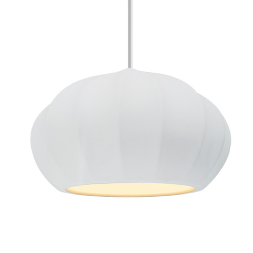 Oval Fluted 1-Light Pendant (254|CER-6605-WHT-DBRZ-WTCD)