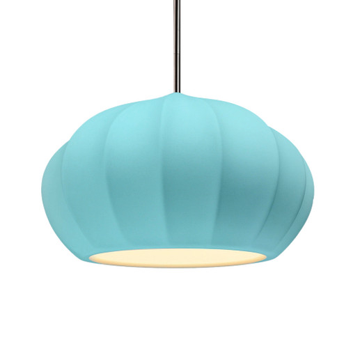 Oval Fluted 1-Light Pendant (254|CER-6605-RFPL-NCKL-RIGID-LED1-700)