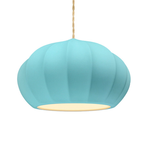 Oval Fluted 1-Light Pendant (254|CER-6605-RFPL-ABRS-BEIG-TWST-LED1-700)