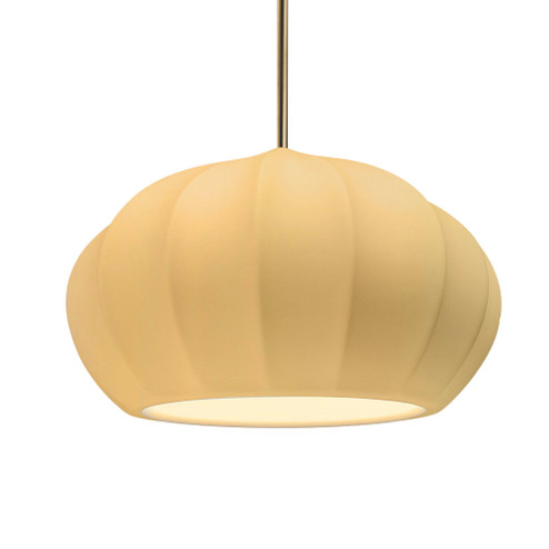 Oval Fluted LED 1-Light Pendant (254|CER-6605-MYLW-ABRS-RIGID-LED1-700)