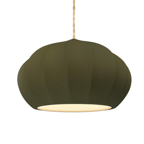 Oval Fluted 1-Light Pendant (254|CER-6605-MGRN-MBLK-BEIG-TWST-LED1-700)