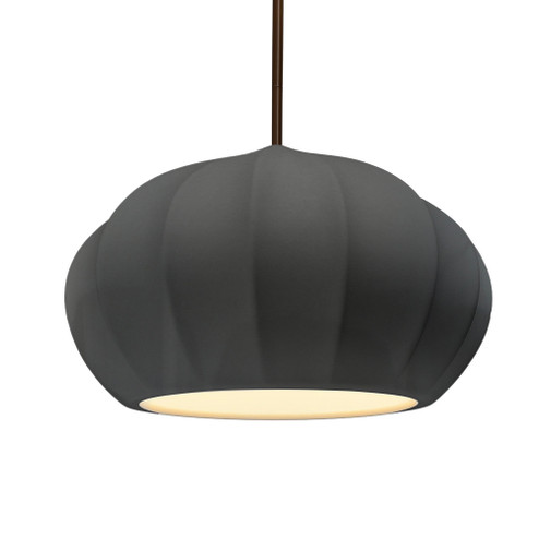 Oval Fluted 1-Light Pendant (254|CER-6605-GRY-DBRZ-RIGID)