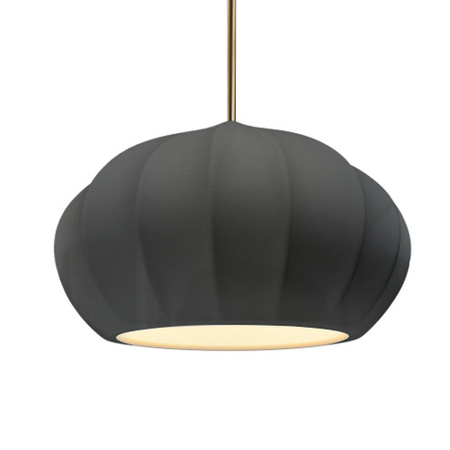 Oval Fluted 1-Light Pendant (254|CER-6605-GRY-ABRS-RIGID)