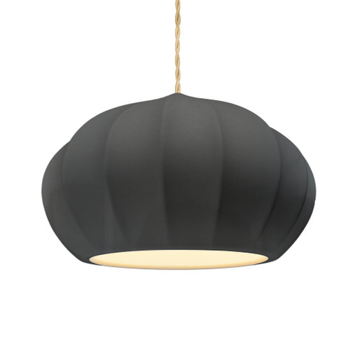 Oval Fluted 1-Light Pendant (254|CER-6605-GRY-ABRS-BEIG-TWST-LED1-700)
