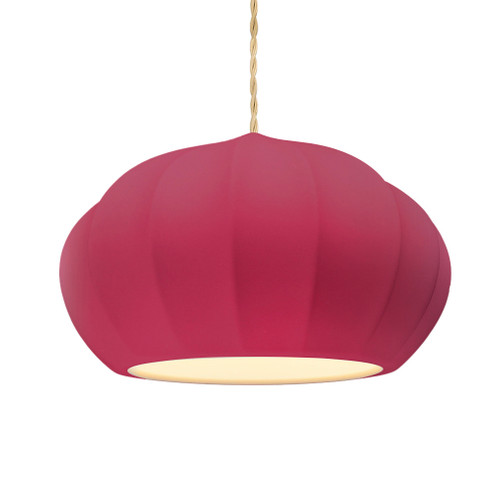 Oval Fluted 1-Light Pendant (254|CER-6605-CRSE-NCKL-BEIG-TWST-LED1-700)