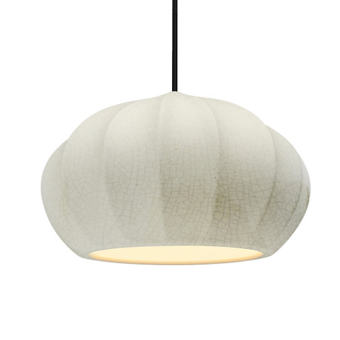 Oval Fluted 1-Light Pendant (254|CER-6605-CRK-CROM-BKCD-LED1-700)