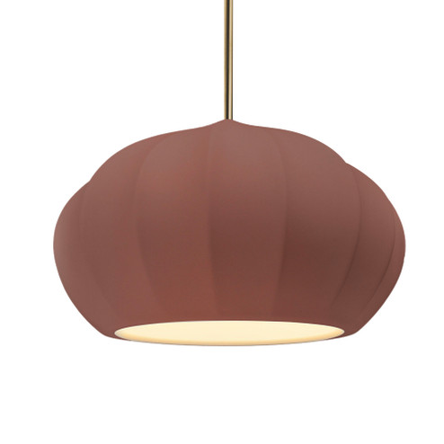Oval Fluted 1-Light Pendant (254|CER-6605-CLAY-ABRS-RIGID-LED1-700)