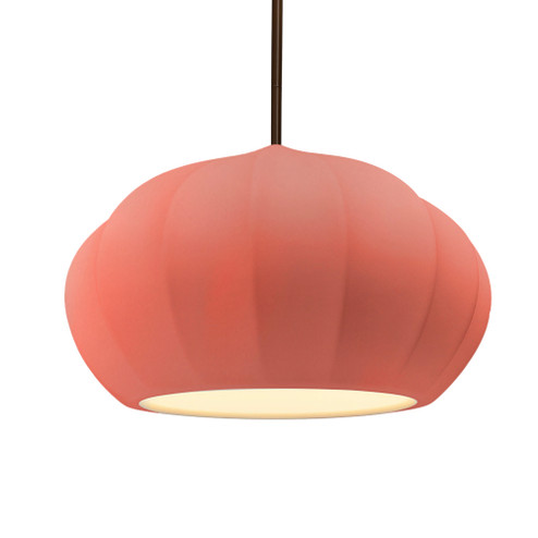 Oval Fluted 1-Light Pendant (254|CER-6605-BSH-DBRZ-RIGID-LED1-700)