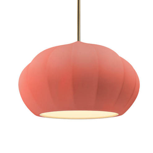 Oval Fluted 1-Light Pendant (254|CER-6605-BSH-ABRS-RIGID)