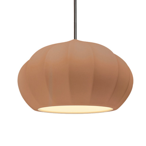Oval Fluted 1-Light Pendant (254|CER-6605-ADOB-NCKL-RIGID)