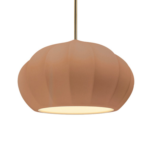 Oval Fluted 1-Light Pendant (254|CER-6605-ADOB-ABRS-RIGID)
