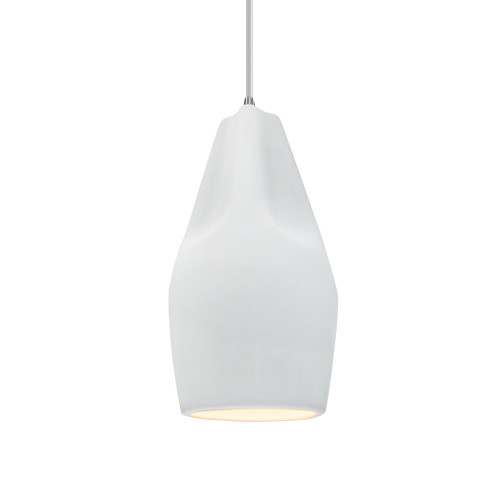 Tall Crease 1-Light Pendant (254|CER-6597-WHT-NCKL-WTCD-LED1-700)