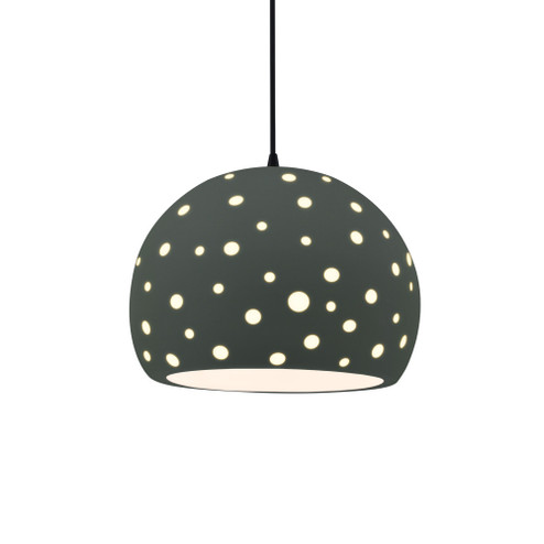 Perforated Large Globe 1-Light Pendant (254|CER-6585-PWGN-MBLK-BKCD)