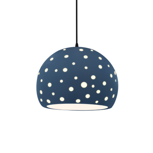 Perforated Large Globe 1-Light Pendant (254|CER-6585-MID-MBLK-BKCD)