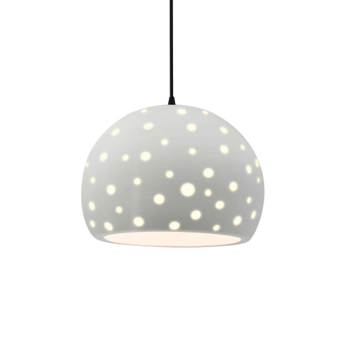 Perforated Large Globe 1-Light Pendant (254|CER-6585-MAT-MBLK-BKCD-LED1-700)