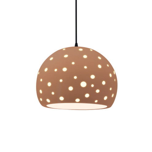 Perforated Large Globe 1-Light Pendant (254|CER-6585-ADOB-MBLK-BKCD-LED1-700)