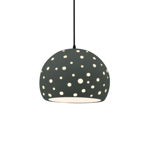 Perforated Medium Globe 1-Light Pendant (254|CER-6583-PWGN-MBLK-BKCD-LED1-700)