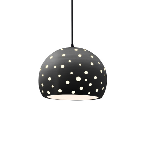 Perforated Medium Globe 1-Light Pendant (254|CER-6583-CRB-MBLK-BKCD-LED1-700)