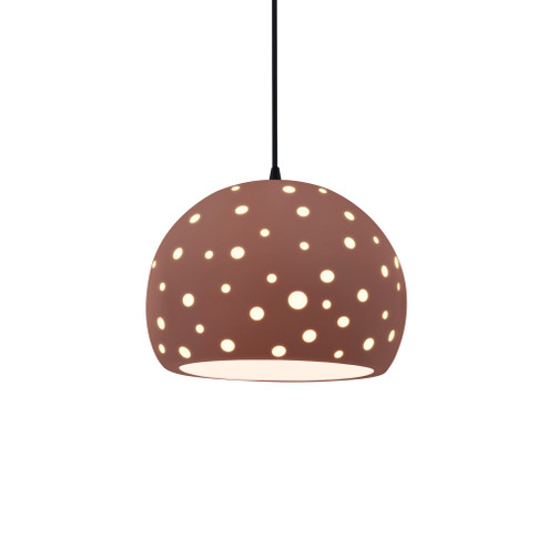 Perforated Medium Globe 1-Light Pendant (254|CER-6583-CLAY-MBLK-BKCD)
