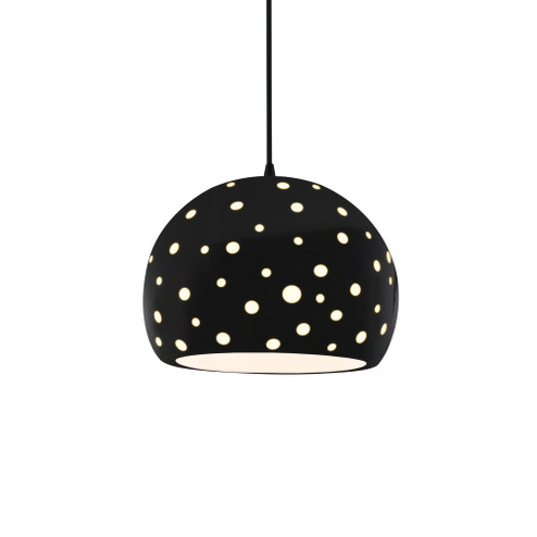 Perforated Medium Globe 1-Light Pendant (254|CER-6583-BLK-MBLK-BKCD-LED1-700)
