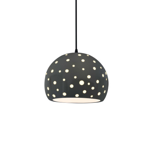 Small Globe 1-Light Pendant (254|CER-6580-GRY-MBLK-BKCD-LED1-700)