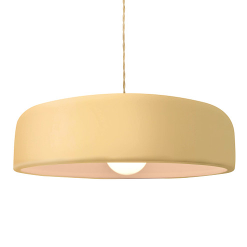 Large Spire 1-Light Pendant (254|CER-6575-MYLW-BRSS-BEIG-TWST)