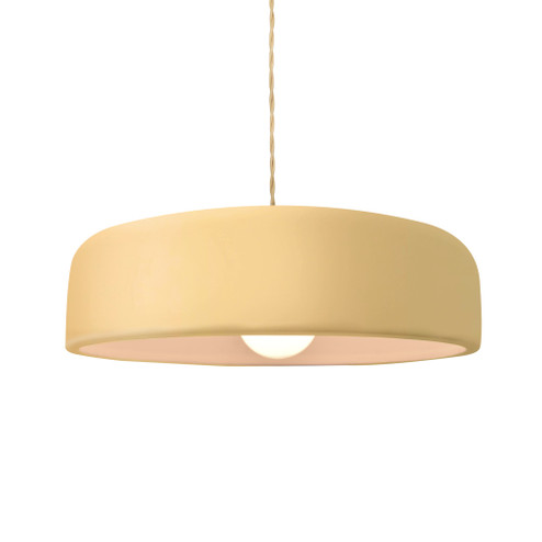 Medium Spire 1-Light Pendant (254|CER-6573-MYLW-BRSS-BEIG-TWST)