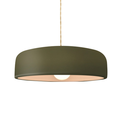 Medium Spire 1-Light Pendant (254|CER-6573-MGRN-BRSS-BEIG-TWST)