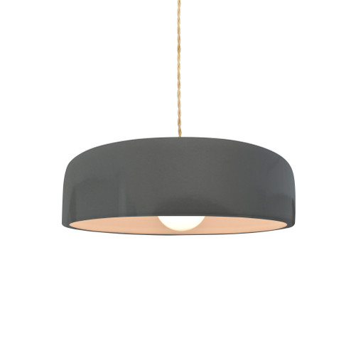 Small Spire 1-Light Pendant (254|CER-6571-GRY-BRSS-BEIG-TWST-LED1-700)