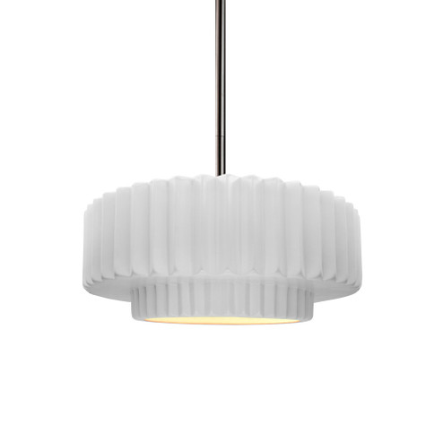 Small Tier Pleated 1-Light Pendant (254|CER-6550-WHT-NCKL-RIGID-LED1-700)