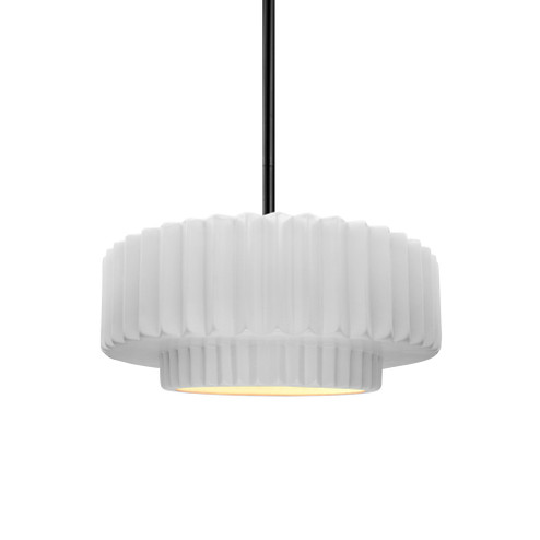 Small Tier Pleated 1-Light Pendant (254|CER-6550-WHT-MBLK-RIGID-LED1-700)