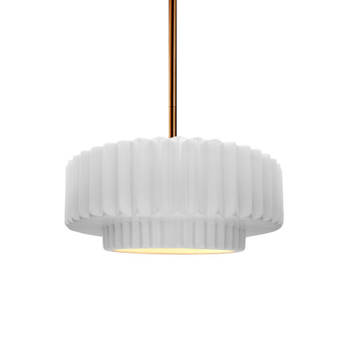Small Tier Pleated LED 1-Light Pendant (254|CER-6550-WHT-BRSS-RIGID-LED1-700)
