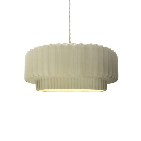 Small Tier Pleated 1-Light Pendant (254|CER-6550-VAN-MBLK-BEIG-TWST-LED1-700)
