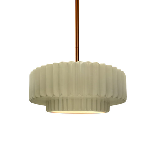 Small Tier Pleated 1-Light Pendant (254|CER-6550-VAN-BRSS-RIGID)