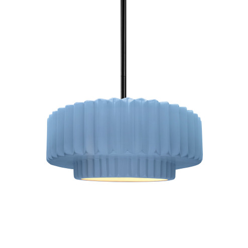 Small Tier Pleated 1-Light Pendant (254|CER-6550-SKBL-MBLK-RIGID)
