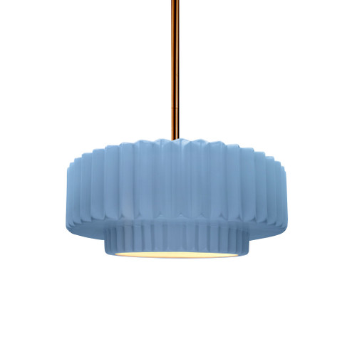Small Tier Pleated 1-Light Pendant (254|CER-6550-SKBL-BRSS-RIGID-LED1-700)