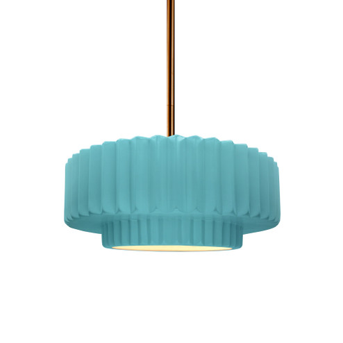 Small Tier Pleated 1-Light Pendant (254|CER-6550-RFPL-BRSS-RIGID-LED1-700)
