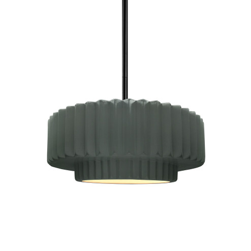 Small Tier Pleated 1-Light Pendant (254|CER-6550-PWGN-MBLK-RIGID-LED1-700)