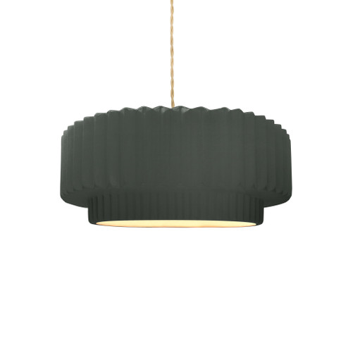 Small Tier Pleated 1-Light Pendant (254|CER-6550-PWGN-BRSS-BEIG-TWST-LED1-700)
