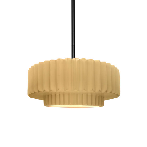 Small Tier Pleated 1-Light Pendant (254|CER-6550-MYLW-MBLK-RIGID-LED1-700)