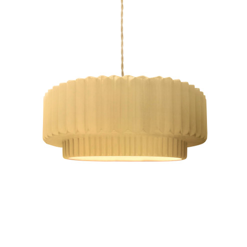 Small Tier Pleated 1-Light Pendant (254|CER-6550-MYLW-MBLK-BEIG-TWST-LED1-700)