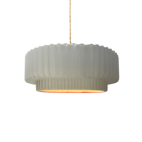 Small Tier Pleated 1-Light Pendant (254|CER-6550-MTGD-NCKL-BEIG-TWST-LED1-700)