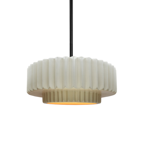Small Tier Pleated 1-Light Pendant (254|CER-6550-MTGD-MBLK-RIGID)