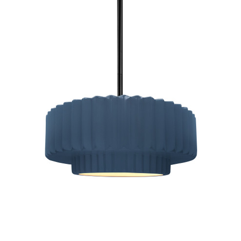 Small Tier Pleated 1-Light Pendant (254|CER-6550-MID-MBLK-RIGID-LED1-700)